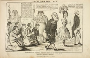 The Dorchester Unionists imploring mercy of their King, Cartoon on the subject of the Tolpuddle Martyrs by Charles Jameson Grant