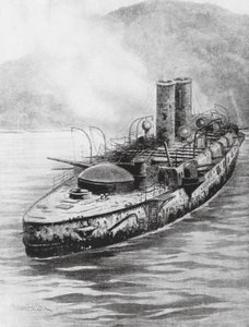 The Spanish Armoured Cruiser Oquendo after the Naval Engagement 1898 by Charles John de (after) Lacy