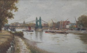 Hammersmith Bridge - The Present One - Looking from the Surrey Shore by Charles John de Lacy
