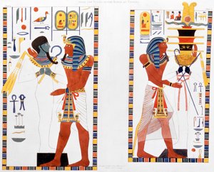 Two murals from the tombs of the Kings of Thebes, discovered by G Belzoni by Charles Joseph Hullmandel