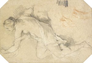 A Nude Young Woman Seated in Profile on the Left, Raising Her Left Arm, and Two Subsidiary Studies of Her Left Hand