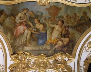 The Nymphs Offering Flowers to Psyche on the Threshold of the Palace of Amour