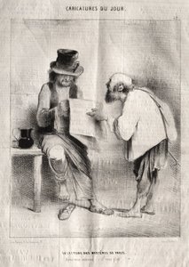 Caricatures du jour: La Lecture des mystères de Paris by Charles Joseph Traviès de Villers