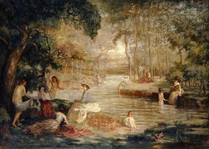 Bathers: Women Bathers by a River by Charles Julian Tharp