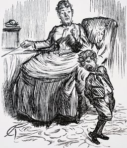 A mother punishing her naughty boy