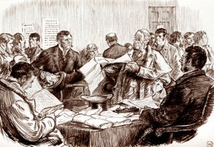 Scene in an Irish Land Court by Charles Keene