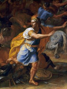 A frightened man. Detail of the Battle of Arbela. Painting by Charles Lebrun by Charles Le Brun