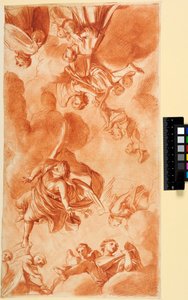 Ceiling Design with Angels and Adorers. For the Chapel of the Seminary in Saint-Sulpice, Paris