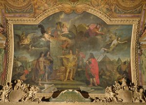 King Louis XIV Gives Orders to Simultaneously Attack Four of the Strongest Dutch Positions in 1672, Ceiling Painting from the Galerie des Glaces