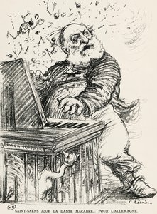 Caricature of Charles Camille Saint-Saens, French composer, pianist and organist