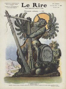 Caricature of Kaiser Wilhelm II of Germany. Illustration for Le Rire