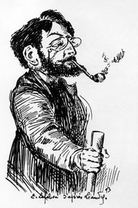 Henri Riviere (1864-1951) French artist and designer (shadow play at Cabaret Le Chat Noir), drawing by E. Lefebvre after Leandre by Charles Leandre