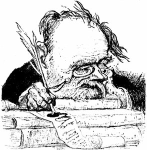 Portrait of Emile Zola Writing, Image in Le Rire