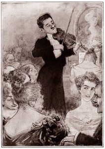 Violinist playing at a social meeting by Charles Leandre