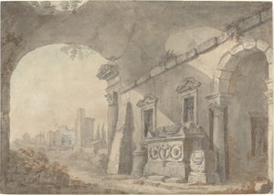 Roman Ruins with a Sepulchre by Charles Louis Clerisseau