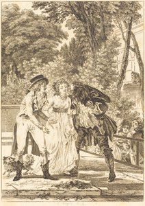 The Returned Kiss by Charles Louis Lingée after Jacques Louis François Touzé