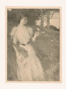 Woman Letting Flower Petals Blow Away in the Wind