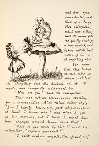 Alice Gets Advice from the Blue Caterpillar, Illustration from Alice’s Adventures Under Ground, Pub. 1886 (Facsimile)