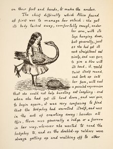 Alice Holding Her Ostrich, Illustration from Alice’s Adventures Under Ground, Pub. 1886 (Facsimile)