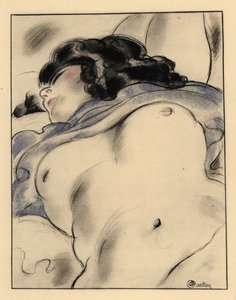 Half-naked woman asleep, exposing herself by Charles Martin