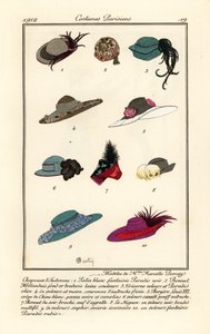 Hat designs by milliner Marcelle Demay by Charles Martin