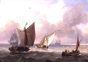 Dutch Pinks in a Swell off a Jetty by Charles Martin Powell