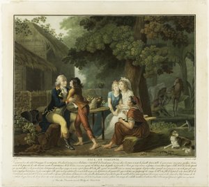 The Arrival of Monsieur de la Bourdonnais, Plate 3 from Paul et Virginie by Charles Melchior Descourtis