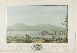View of Schadau on Lake Thun by Charles Melchior Descourtis