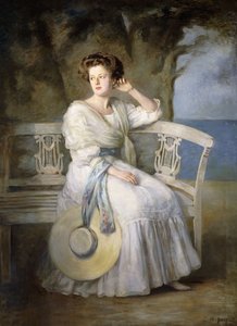 Portrait of a Lady wearing a Blue Dress by Charles Mendelssohn Horsfall