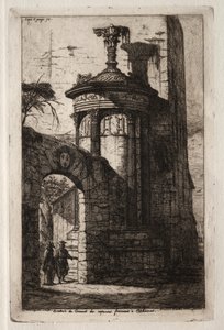 Entrance to the French Capuchin Convent at Athens, 1854 by Charles Meryon