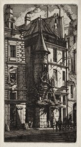 Etchings of Paris: House with a Turret, Weavers Street, 1852