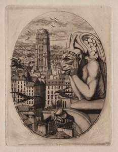 Etchings of Paris: The Gargoyle by Charles Meryon