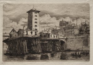 Etchings of Paris: The Notre Dame Pump