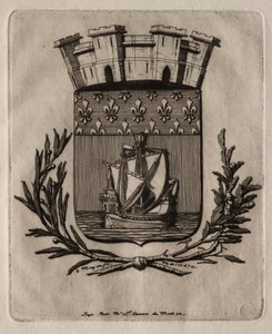 Etchings of Paris: The Symbolical Arms of the City of Paris, 1854 by Charles Meryon