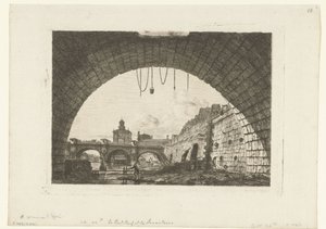 View of Pont-Neuf from Under the Arch of Pont-au-Change in Paris by Charles Meryon