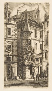 House with a Turret, Rue de la Tixeranderie, Paris by Charles Meryon