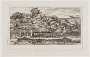 Native Barns and Huts at Akaroa, Banks