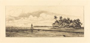 Oceania: Fishing, Near Islands with Palms in the Uea or Wallis Group by Charles Meryon