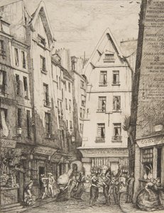 Rue Pirouette aux Halles, Paris, after Laurence by Charles Meryon
