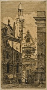 St. Etienne-du-Mont, Paris, from Eaux-fortes sur Paris by Charles Meryon