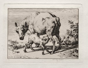 The Ewe with Two Lambs by Charles Meryon