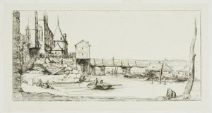 The Footbridge Temporarily Replacing the Pont-au-Change, Paris, After the Fire of 1621 by Charles Meryon