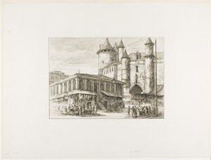 The Grand Châtelet, Paris, c. 1780, after an earlier drawing by Charles Meryon