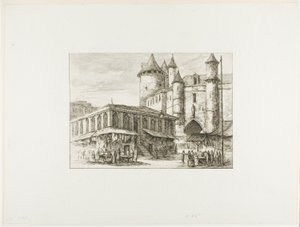 The Grand Châtelet, Paris, c. 1780, after an earlier drawing by Charles Meryon