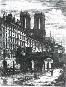The Little Bridge on the Hotel-Dieu by Charles Meryon