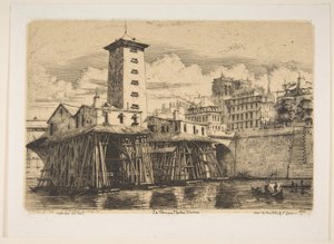 The Notre-Dame Pump, Paris, from "Etchings of Paris" by Charles Meryon