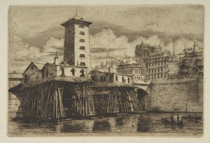 The Notre-Dame Pump, from "Etchings of Paris" by Charles Meryon