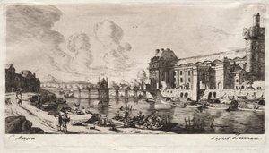 The Pavillon de Mademoiselle and Part of the Louvre by Charles Meryon