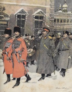 The emperor (Tsar) of Russia Alexander III went to the Holy Offices on January 1 by Charles Morel