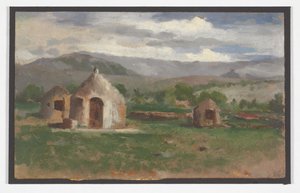 Landscape Sketch with Primitive Huts, Provence